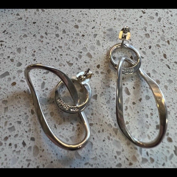 Sterling Silver Circle and Loop Earrings - Picture 2 of 3
